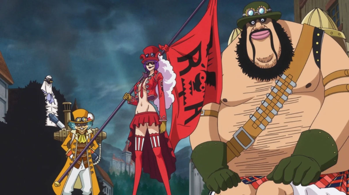 Membros do Exército Revolucionário protegem a população de um país ameaçado em One Piece
