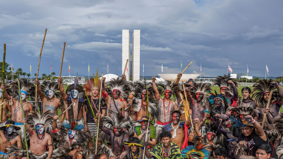 Brasília (DF), 09/04/2026- Marcha de indígenas de todo país que participam do Acampamento Terra Livre - ATL 2026