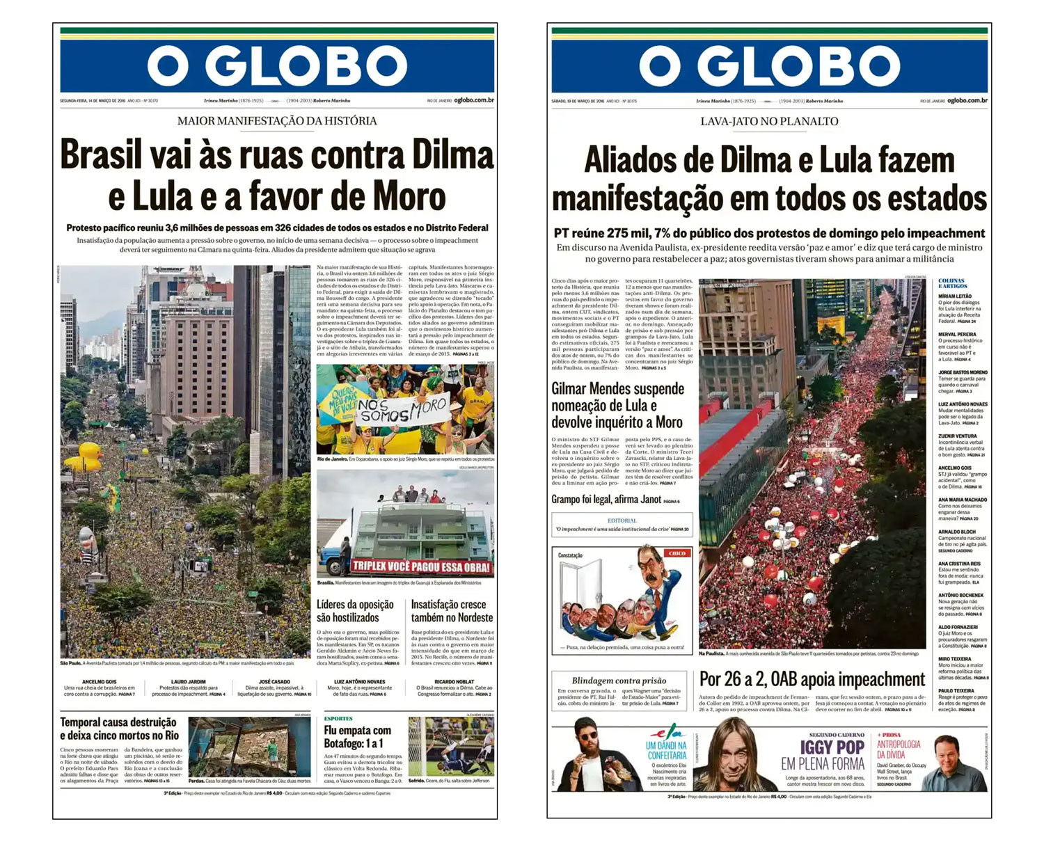 Capas de 13/03/2016 e 19/03/2016